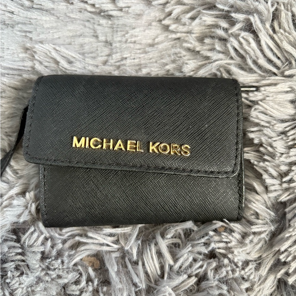 Michael Kors Black Card Holder with Gold Logo